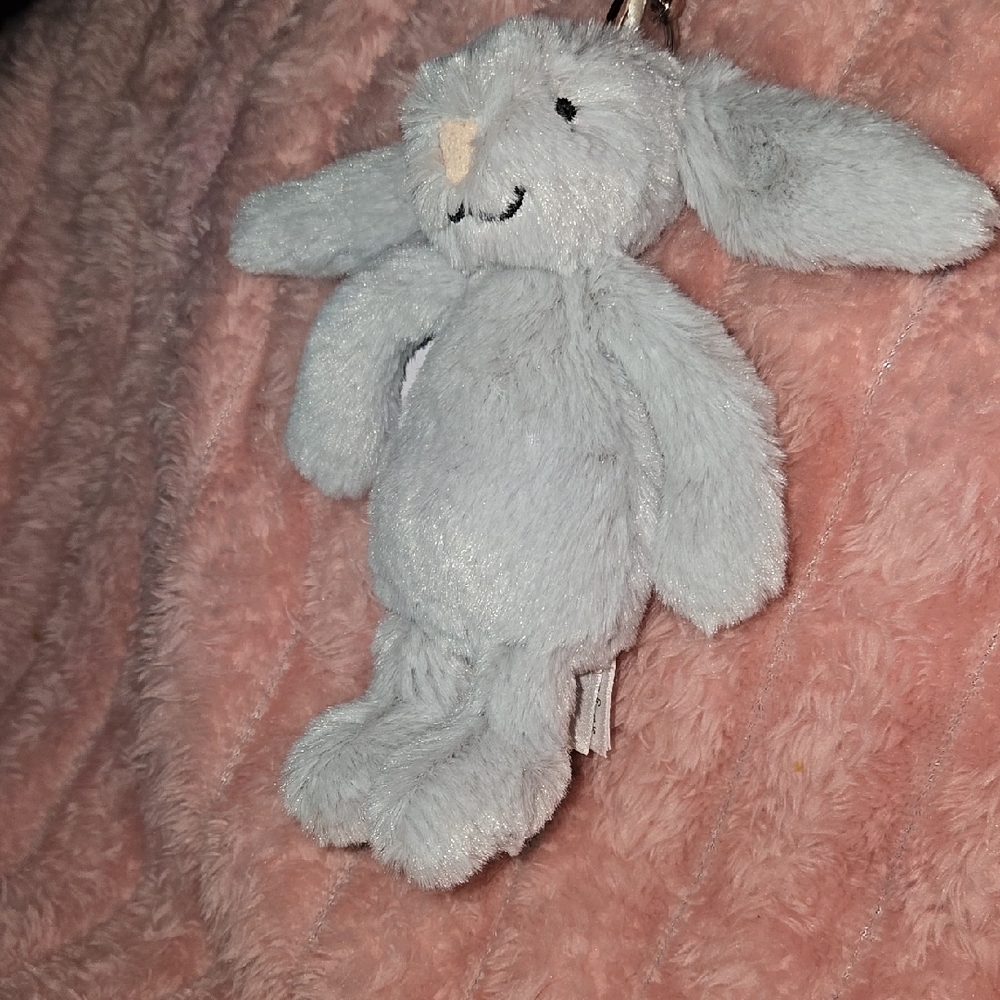 Jellycat Soft Silver Bunny Plush Bag Charm